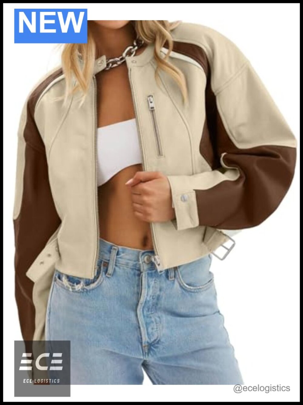 Faux Leather Cropped Bomber Jacket Moto Biker Zip Up Womens